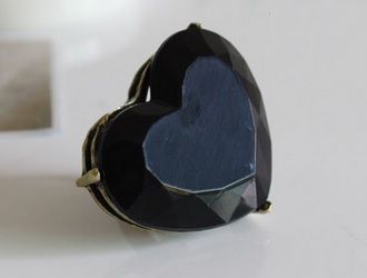 Anel Coração Gigante Preto Regulável