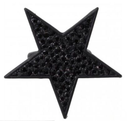 Anel Estrela Preto Strass Regulável